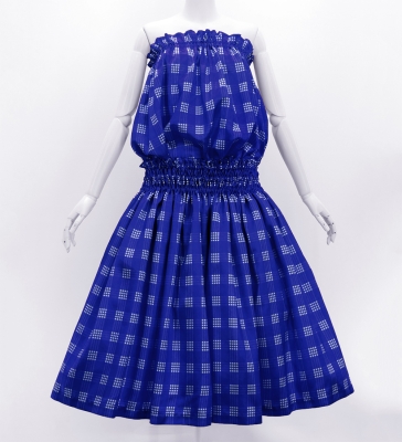 Hula Tube Top & Pa'u Set-Up with Palaka Check Print / Luxury Collection / Royal Blue / J3285rbl
