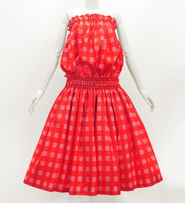 Hula Tube Top & Pa'u Set-Up with Palaka Check Print / Luxury Collection / Red / J3285rd