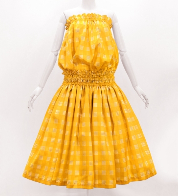 Hula Tube Top & Pa'u Set-Up with Palaka Check Print / Luxury Collection / Yellow / J3285ye