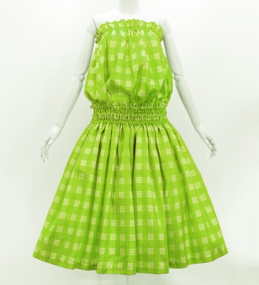 Hula Tube Top & Pa'u Set-Up with Palaka Check Print / Luxury Collection / Yellow Green / J3285yegr