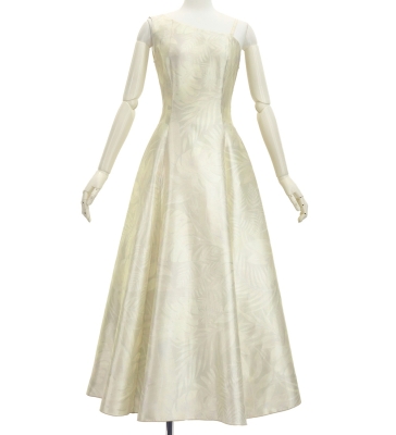 Hula One Shoulder Dress with Hawaiian Leaf / Luxury Collection / Beige / J3306be