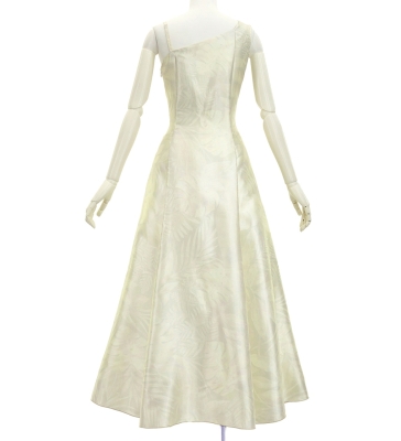 Hula One Shoulder Dress with Hawaiian Leaf / Luxury Collection / Beige / J3306be