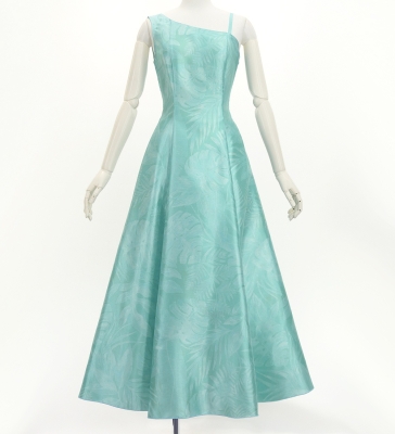 Hula One Shoulder Dress with Hawaiian Leaf / Luxury Collection / Light Blue / J3306lbl