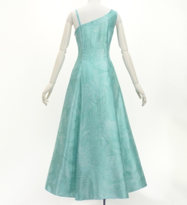 Hula One Shoulder Dress with Hawaiian Leaf / Luxury Collection / Light Blue / J3306lbl