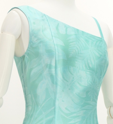 Hula One Shoulder Dress with Hawaiian Leaf / Luxury Collection / Light Blue / J3306lbl
