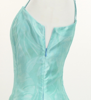 Hula One Shoulder Dress with Hawaiian Leaf / Luxury Collection / Light Blue / J3306lbl