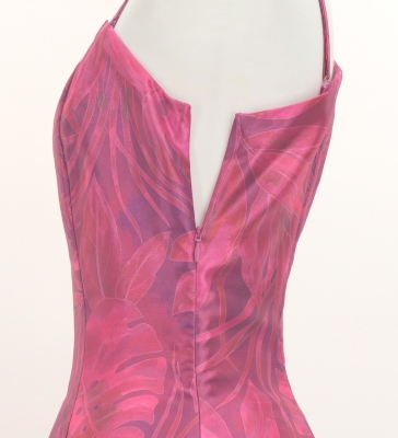 Hula One Shoulder Dress with Hawaiian Leaf / Luxury Collection / Wine / J3306wi