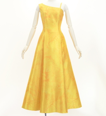 Hula One Shoulder Dress with Hawaiian Leaf / Luxury Collection / Yellow / J3306ye