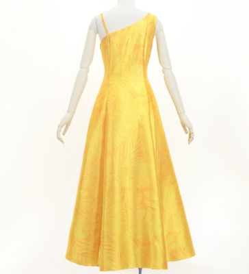 Hula One Shoulder Dress with Hawaiian Leaf / Luxury Collection / Yellow / J3306ye