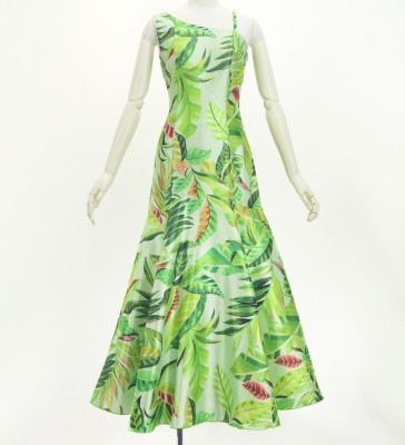 Hula One Shoulder Dress with Leaf / Luxury Collection / Yellow Green / J3307yegr