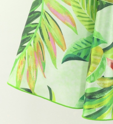 Hula One Shoulder Dress with Leaf / Luxury Collection / Yellow Green / J3307yegr