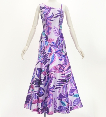 Hula One Shoulder Dress with Leaf / Luxury Collection / Purple / J3307pu