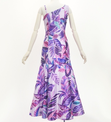 Hula One Shoulder Dress with Leaf / Luxury Collection / Purple / J3307pu
