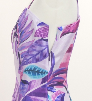 Hula One Shoulder Dress with Leaf / Luxury Collection / Purple / J3307pu