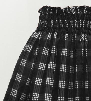Hula Shantung Pa'u Skirt with Palaka Check Print / Luxury Collection / Black / J3308bk