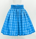 Hula Shantung Pa'u Skirt with Palaka Check Print / Luxury Collection / Blue / J3308bl
