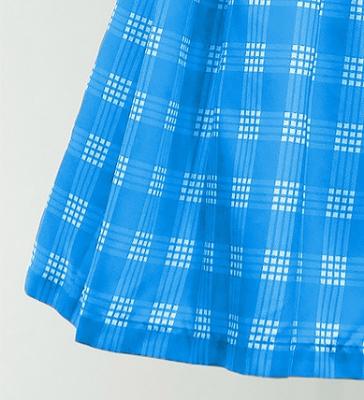 Hula Shantung Pa'u Skirt with Palaka Check Print / Luxury Collection / Blue / J3308bl