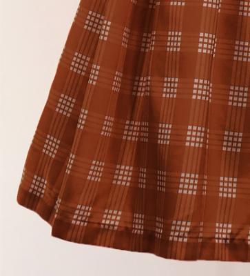 Hula Shantung Pa'u Skirt with Palaka Check Print / Luxury Collection / Brown / J3308br