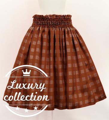 Hula Shantung Pa'u Skirt with Palaka Check Print / Luxury Collection / Brown / J3308br