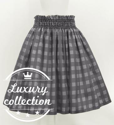 Hula Shantung Pa'u Skirt with Palaka Check Print / Luxury Collection / Gray / J3308gy