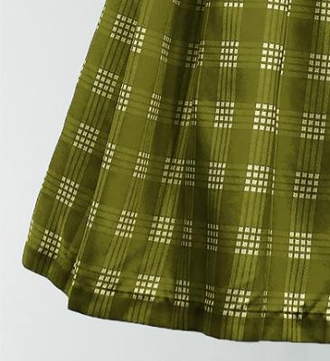 Hula Shantung Pa'u Skirt with Palaka Check Print / Luxury Collection / Khaki / J3308ka