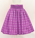 Hula Shantung Pa'u Skirt with Palaka Check Print / Luxury Collection / Lilac / J3308li