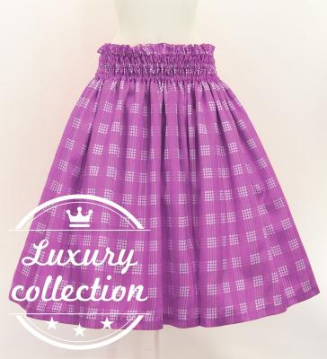 Hula Shantung Pa'u Skirt with Palaka Check Print / Luxury Collection / Lilac / J3308li