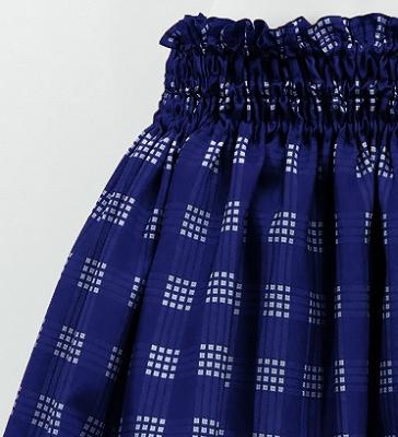 Hula Shantung Pa'u Skirt with Palaka Check Print / Luxury Collection / Navy / J3308nv