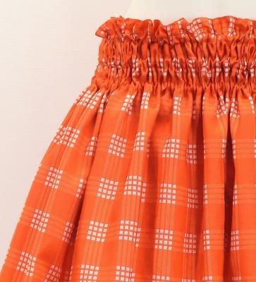 Hula Shantung Pa'u Skirt with Palaka Check Print / Luxury Collection / Orange / J3308or