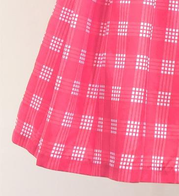 Hula Shantung Pa'u Skirt with Palaka Check Print / Luxury Collection / Pink / J3308pi