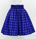 Hula Shantung Pa'u Skirt with Palaka Check Print / Luxury Collection / Royal Blue / J3308rbl