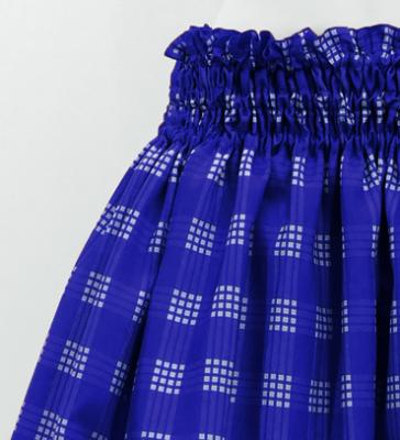 Hula Shantung Pa'u Skirt with Palaka Check Print / Luxury Collection / Royal Blue / J3308rbl