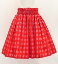 Hula Shantung Pa'u Skirt with Palaka Check Print / Luxury Collection / Red / J3308rd