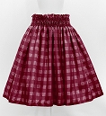 Hula Shantung Pa'u Skirt with Palaka Check Print / Luxury Collection / Wine / J3308wi