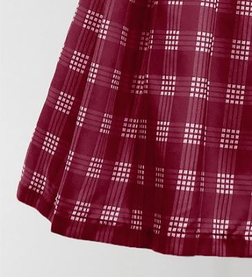 Hula Shantung Pa'u Skirt with Palaka Check Print / Luxury Collection / Wine / J3308wi