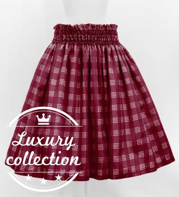 Hula Shantung Pa'u Skirt with Palaka Check Print / Luxury Collection / Wine / J3308wi