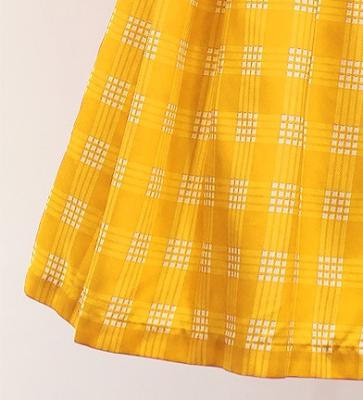 Hula Shantung Pa'u Skirt with Palaka Check Print / Luxury Collection / Yellow / J3308ye