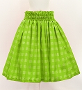 Hula Shantung Pa'u Skirt with Palaka Check Print / Luxury Collection / Yellow Green / J3308yegr