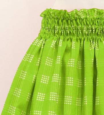 Hula Shantung Pa'u Skirt with Palaka Check Print / Luxury Collection / Yellow Green / J3308yegr