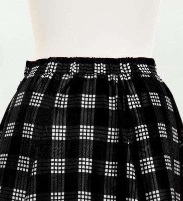 Hula Long Frill Shantung Circular Skirt with Palaka Check Print / Black / J3309bk