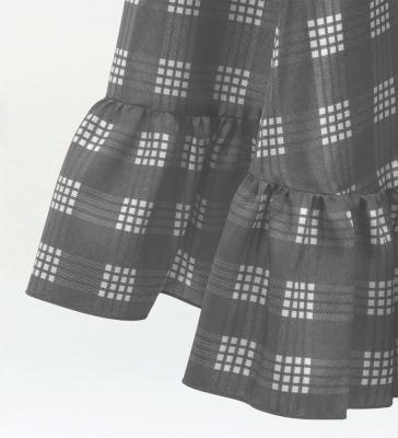 Hula Long Frill Shantung Circular Skirt with Palaka Check Print / Gray / J3309gy