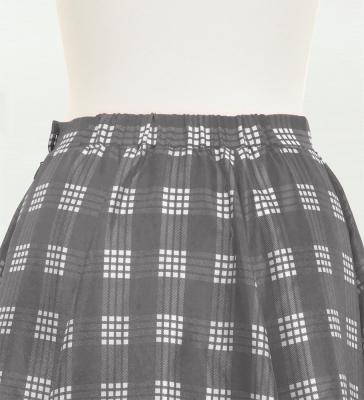 Hula Long Frill Shantung Circular Skirt with Palaka Check Print / Gray / J3309gy