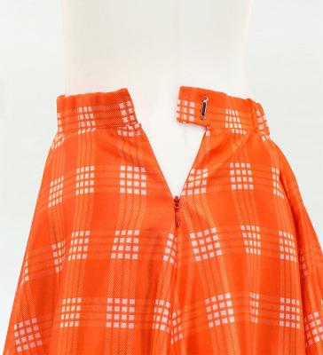 Hula Long Frill Shantung Circular Skirt with Palaka Check Print / Orange / J3309or