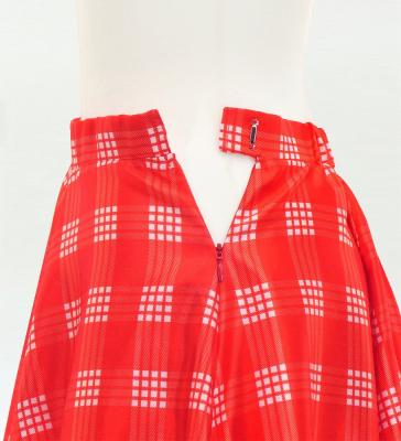 Hula Long Frill Shantung Circular Skirt with Palaka Check Print / Red / J3309rd