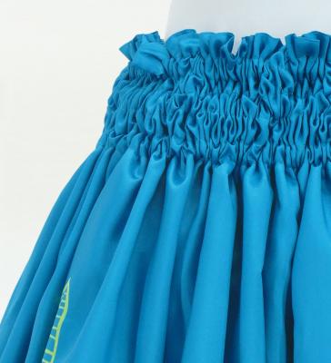 Hula Shantung Pa'u Skirt with Hawaiian Leaf Print / Luxury Collection / Blue / J3310bl