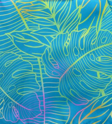 Hula Shantung Pa'u Skirt with Hawaiian Leaf Print / Luxury Collection / Blue / J3310bl