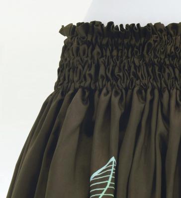Hula Shantung Pa'u Skirt with Hawaiian Leaf Print / Luxury Collection / Brown / J3310br
