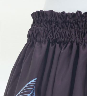 Hula Shantung Pa'u Skirt with Hawaiian Leaf Print / Luxury Collection / Dark Purple / J3310dpu