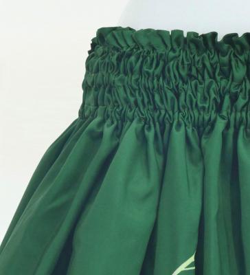 Hula Shantung Pa'u Skirt with Hawaiian Leaf Print / Luxury Collection / Green / J3310gr