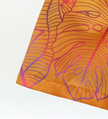 Hula Shantung Pa'u Skirt with Hawaiian Leaf Print / Luxury Collection / Orange / J3310or